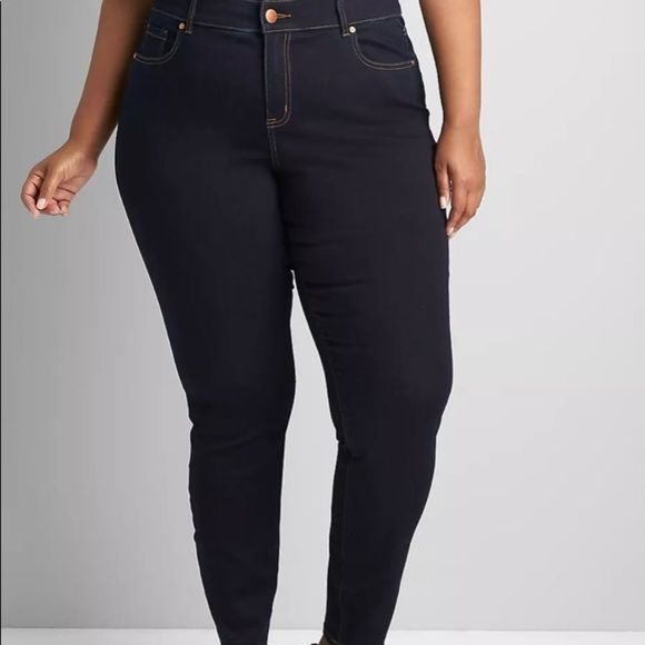 Lane Bryant Denim - LANE BRYANT 16L mid rise skinny jeans flex magic waist band signature fit long